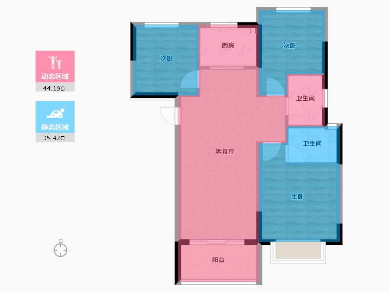 福建省-福州市-禹洲融信CONE玺湾-71.31-户型库-动静分区