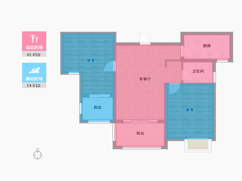 江苏省-南京市-金浦御龙湾-69.59-户型库-动静分区