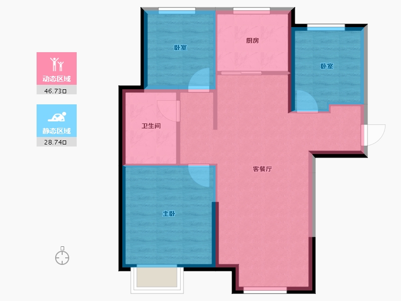 内蒙古自治区-包头市-包头恒大学府-67.85-户型库-动静分区