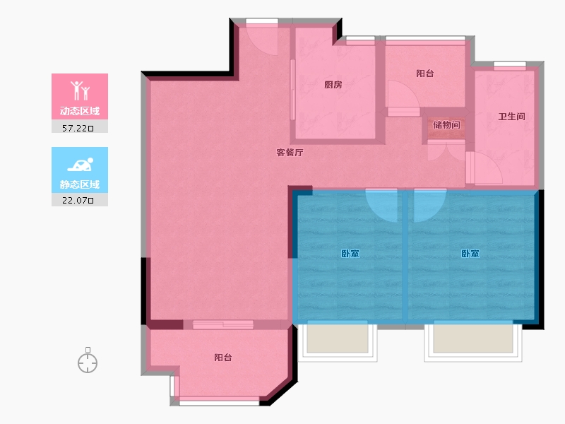 江苏省-南京市-金浦御龙湾-70.40-户型库-动静分区