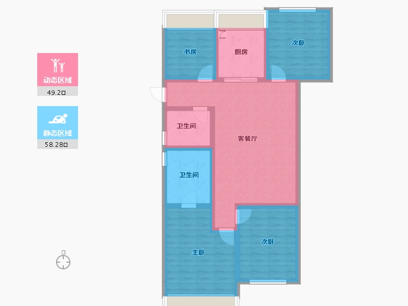 浙江省-温州市-美的君兰锦绣-95.24-户型库-动静分区