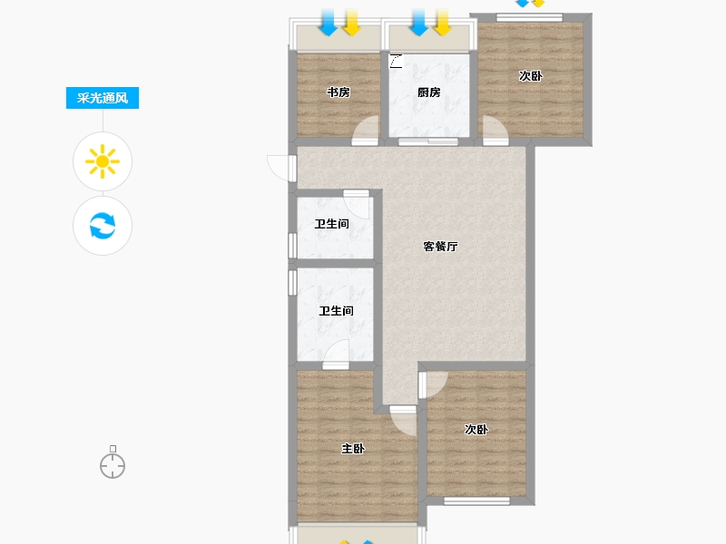 浙江省-温州市-美的君兰锦绣-95.24-户型库-采光通风