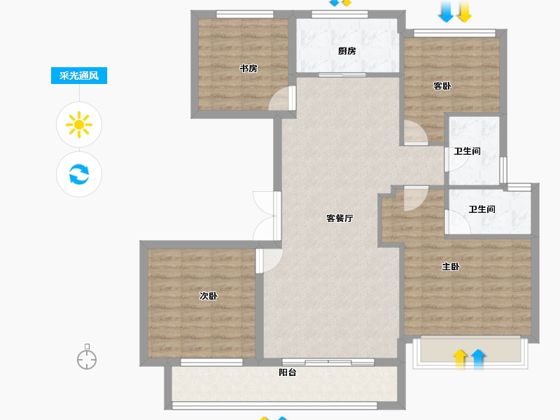 浙江省-丽水市-美林松州华庭-103.20-户型库-采光通风