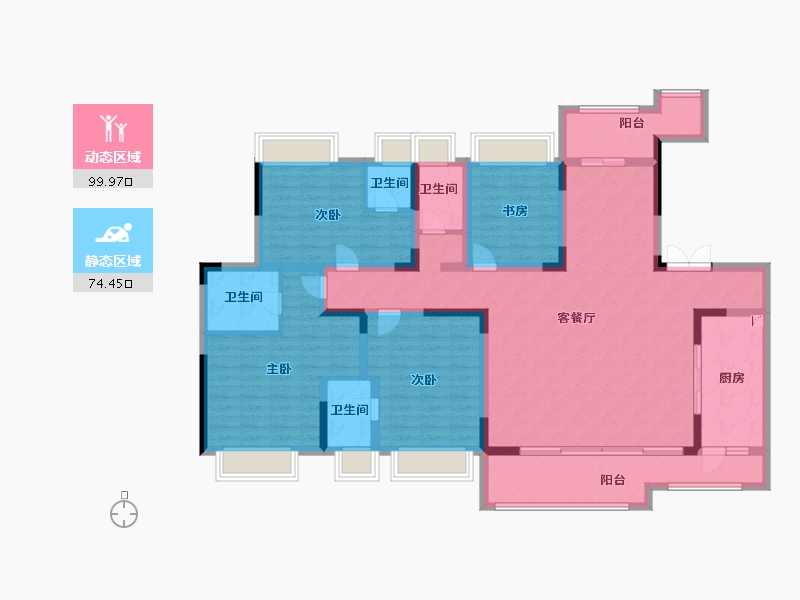 重庆-重庆市-北辰悦来壹号-156.00-户型库-动静分区