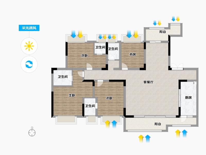 重庆-重庆市-北辰悦来壹号-156.00-户型库-采光通风