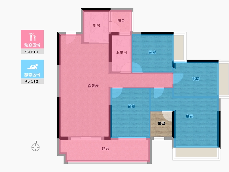 广西壮族自治区-来宾市-海能龙福郡-97.92-户型库-动静分区