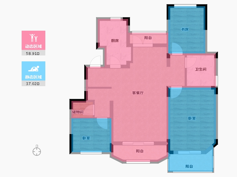 江苏省-南京市-金浦御龙湾-84.80-户型库-动静分区