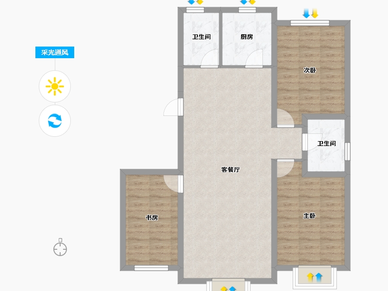 河北省-保定市-中建玖居匠心阁-88.65-户型库-采光通风