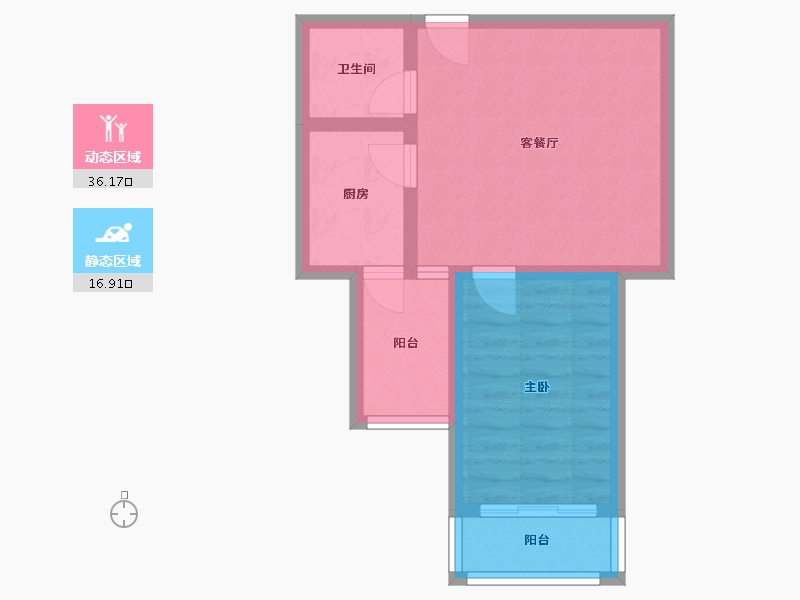 北京-北京市-龙翔路小区-52.79-户型库-动静分区