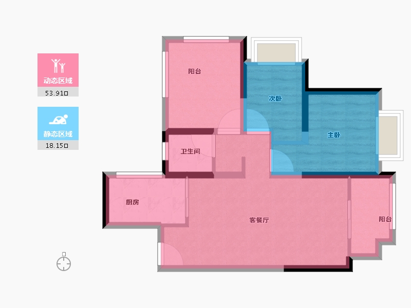 贵州省-贵阳市-美的国宾府-63.55-户型库-动静分区