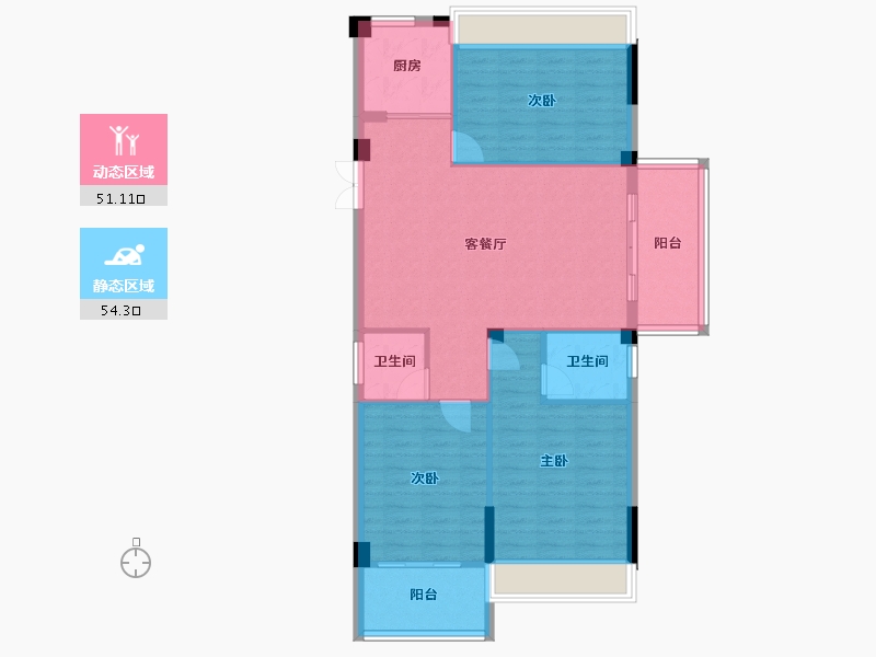 湖北省-荆门市-惠山御景-96.08-户型库-动静分区