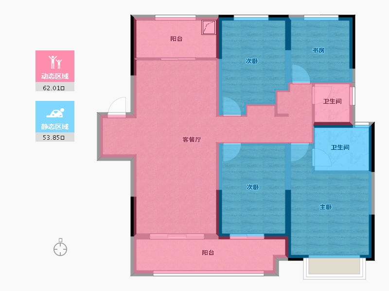 浙江省-宁波市-金地华瑒庭-103.35-户型库-动静分区