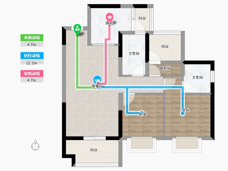 四川省-达州市-碧桂园珑樾湾-71.60-户型库-动静线