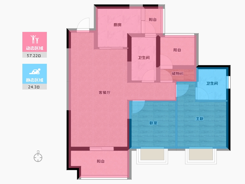 四川省-达州市-碧桂园珑樾湾-71.60-户型库-动静分区