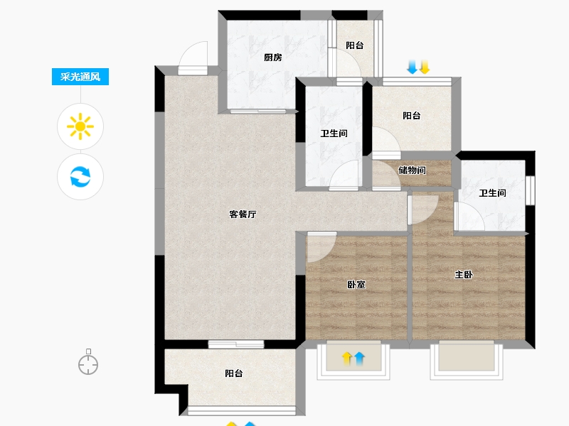 四川省-达州市-碧桂园珑樾湾-71.60-户型库-采光通风