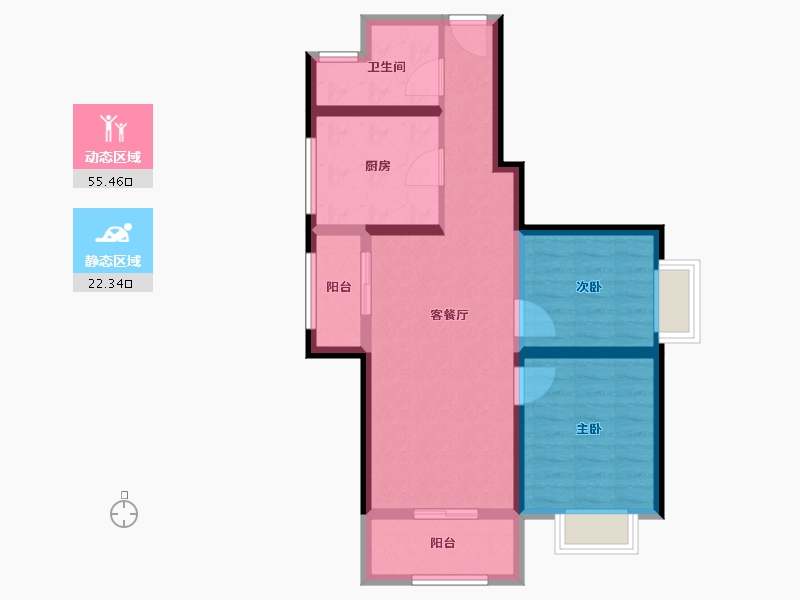 陕西省-西安市-易道郡玫瑰公馆-68.55-户型库-动静分区