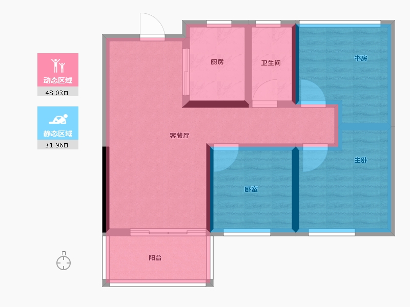 河南省-郑州市-永威城玖著-70.40-户型库-动静分区