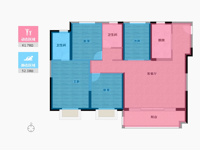 江苏省-常州市-弘阳上坤云革-102.40-户型库-动静分区