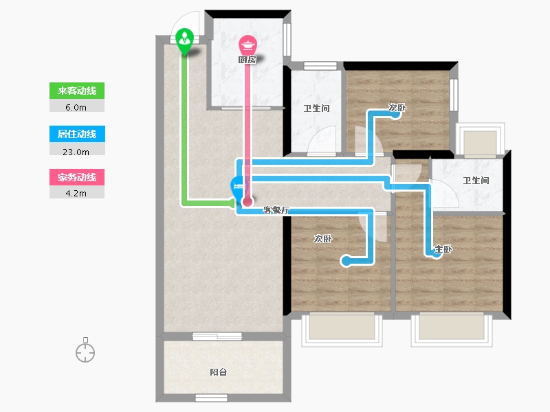 海南省-海口市-盛和花城一期-81.47-户型库-动静线