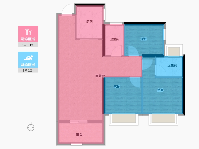 海南省-海口市-盛和花城一期-81.47-户型库-动静分区