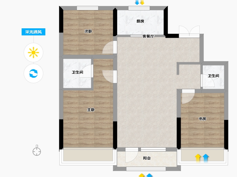 吉林省-长春市-龍府御澋園-74.04-户型库-采光通风