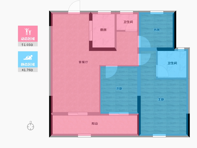 陕西省-宝鸡市-高新锐时代-83.07-户型库-动静分区