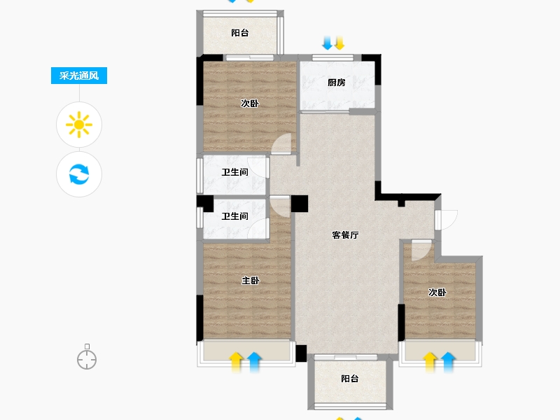 湖北省-荆门市-惠山御景-97.15-户型库-采光通风