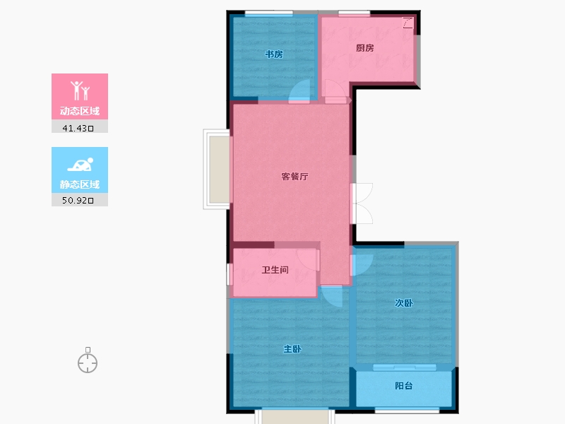 山东省-潍坊市-鸿运春熙园-82.40-户型库-动静分区