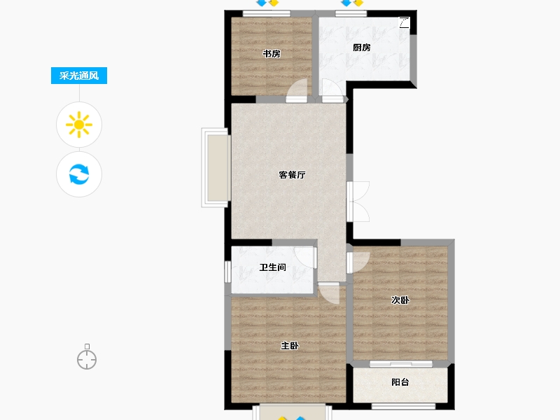 山东省-潍坊市-鸿运春熙园-82.40-户型库-采光通风