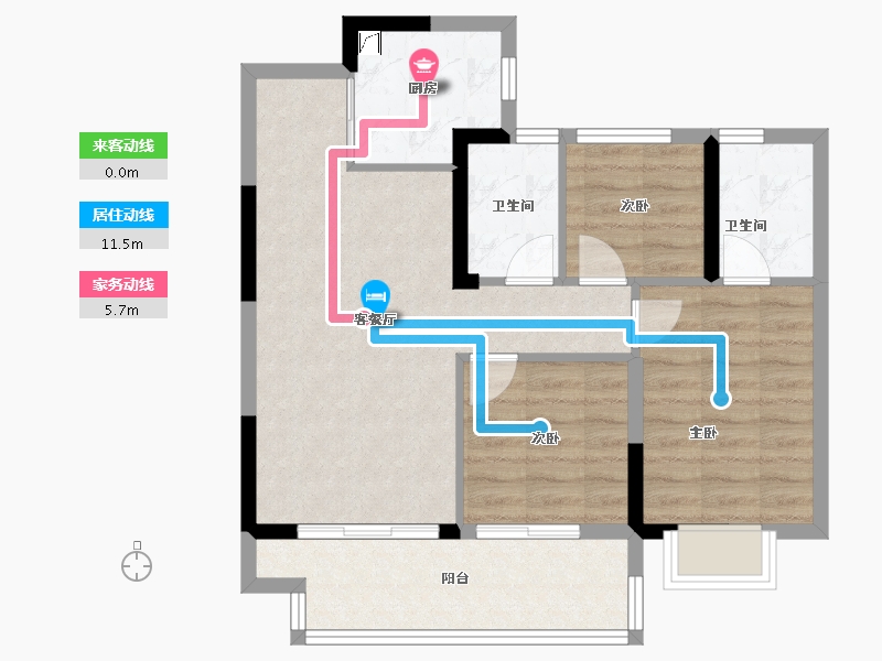 福建省-福州市-禹洲融信CONE玺湾-71.07-户型库-动静线