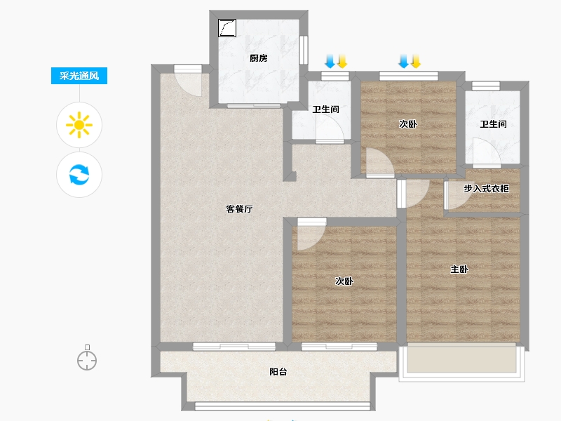 江苏省-苏州市-棠悦名筑-78.77-户型库-采光通风