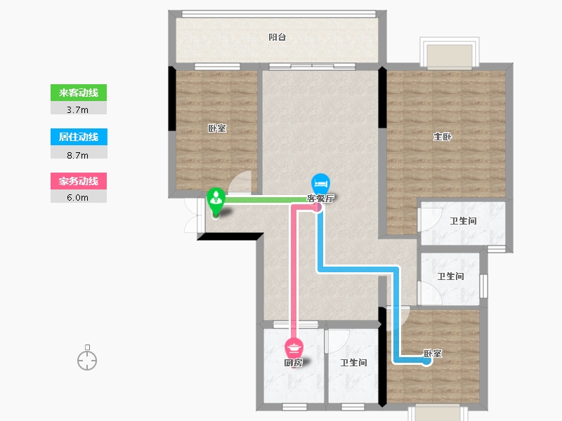 云南省-红河哈尼族彝族自治州-西湖1901-104.35-户型库-动静线