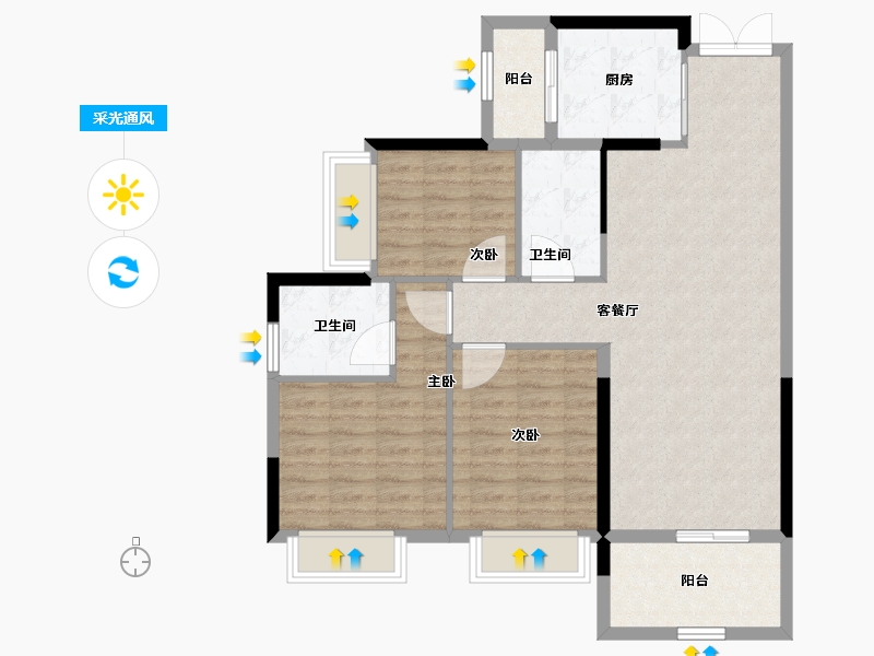 广东省-云浮市-翔顺筠粤豪苑-91.70-户型库-采光通风