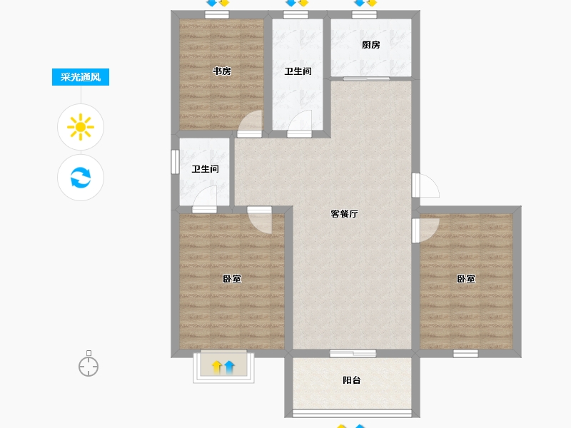 江苏省-连云港市-和安·紫薇园-94.41-户型库-采光通风