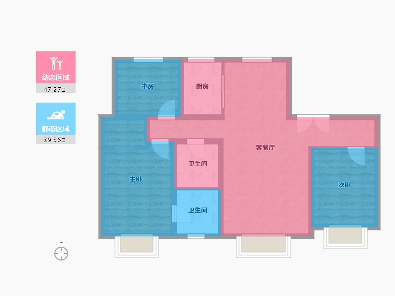 新疆维吾尔自治区-乌鲁木齐市-城建橡树湾-76.81-户型库-动静分区