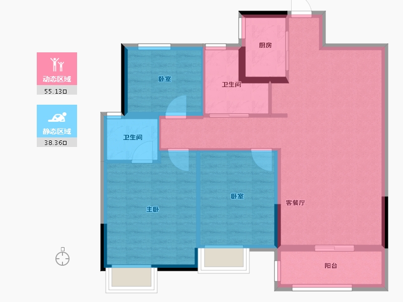 江西省-吉安市-龙和芯园-84.00-户型库-动静分区