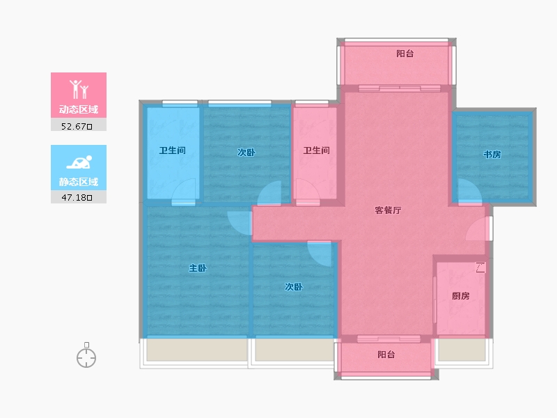 广东省-江门市-龙光龙湖双龙天著-89.30-户型库-动静分区