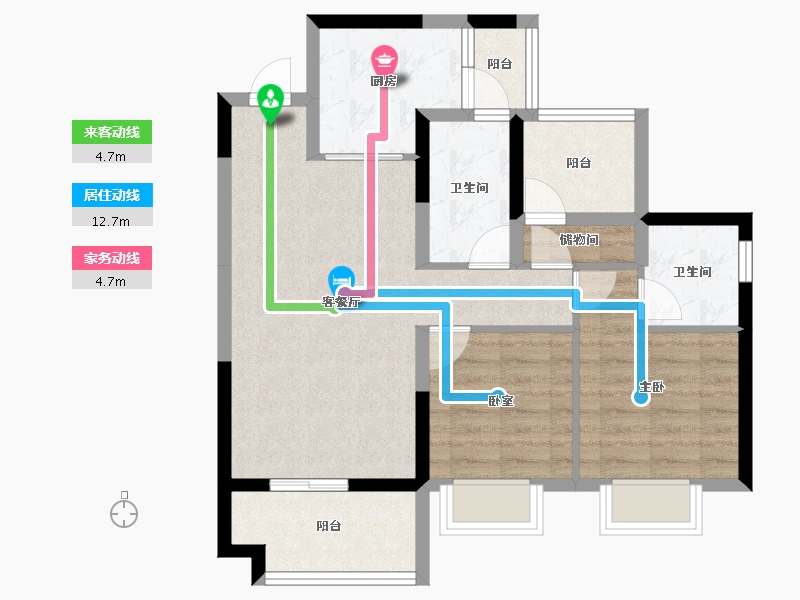 四川省-达州市-碧桂园珑樾湾-71.63-户型库-动静线