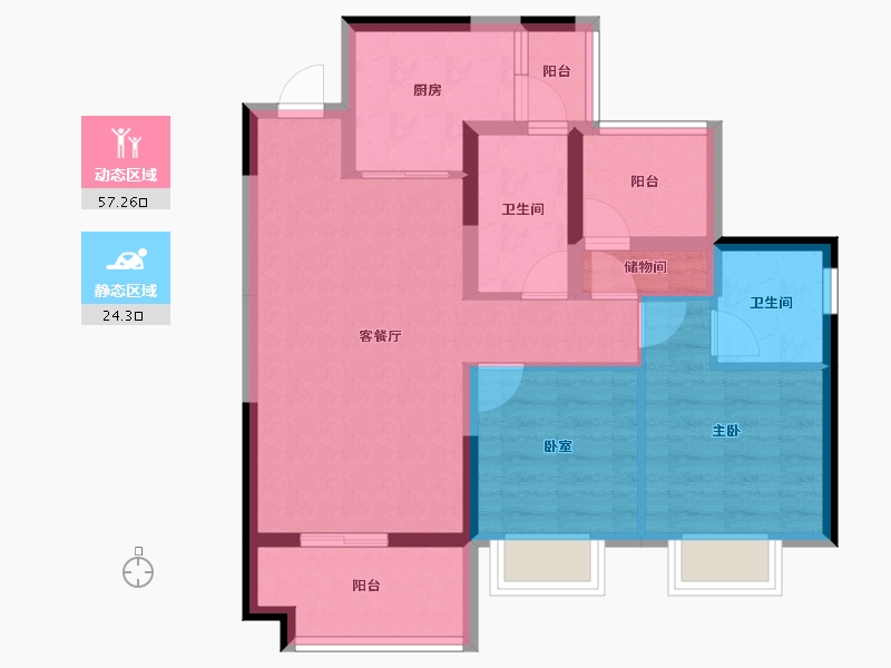 四川省-达州市-碧桂园珑樾湾-71.63-户型库-动静分区