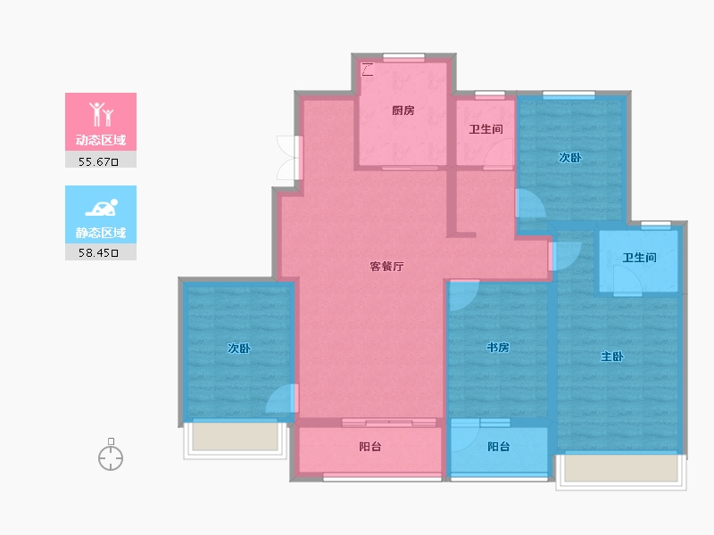 河北省-石家庄市-旭辉滨河江来原旭辉公元-101.88-户型库-动静分区