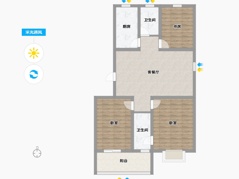 江苏省-连云港市-和安·紫薇园-90.41-户型库-采光通风