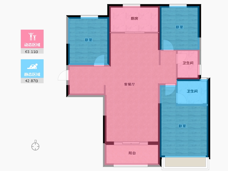 陕西省-咸阳市-永安居-95.20-户型库-动静分区