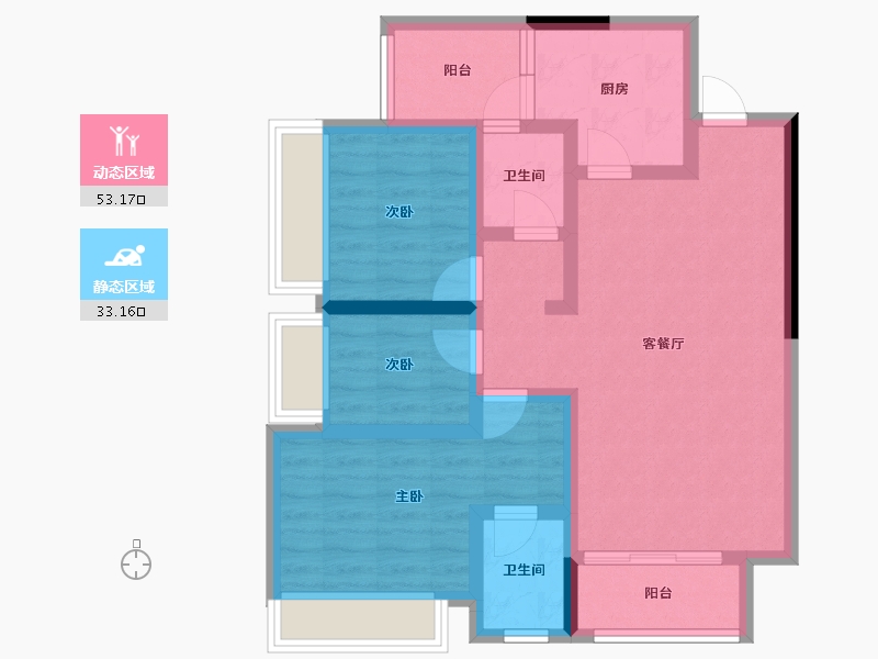 重庆-重庆市-首钢铂鹭风华-75.30-户型库-动静分区