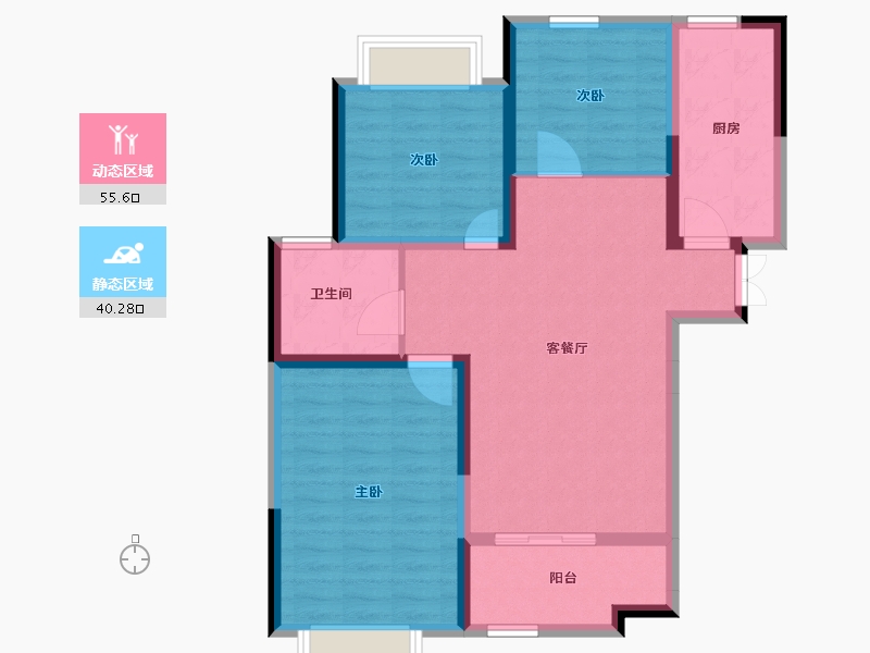 安徽省-淮北市-中房·翡翠岛-85.70-户型库-动静分区