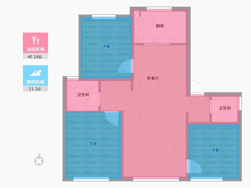 河北省-石家庄市-福美健康城公园郡-67.92-户型库-动静分区