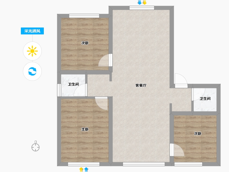 河北省-石家庄市-福美健康城公园郡-71.86-户型库-采光通风