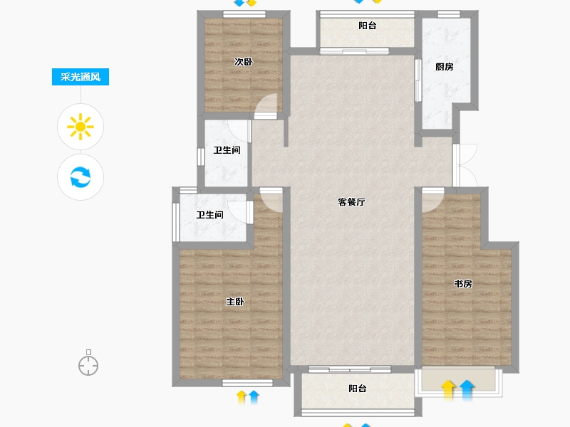 内蒙古自治区-乌兰察布市-铂蓝郡-119.22-户型库-采光通风