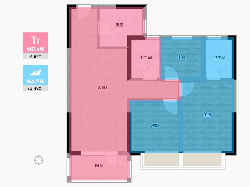 山东省-青岛市-融海致远居-75.00-户型库-动静分区