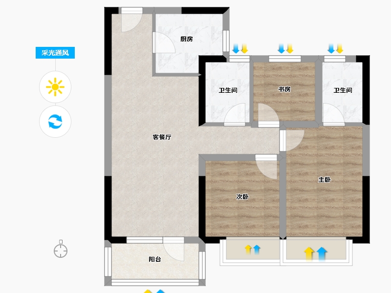 山东省-青岛市-融海致远居-75.00-户型库-采光通风