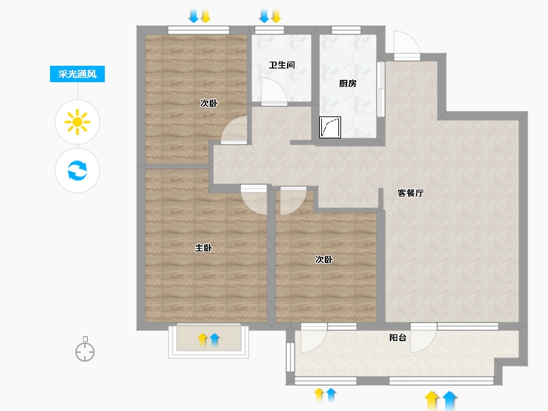 山东省-济宁市-涌鸿观澜-92.64-户型库-采光通风